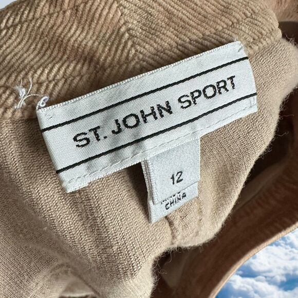 St. John Sport by Marie Gray Brown Corduroy Pants Size 12 Wide Leg High Rise - Picture 7 of 9